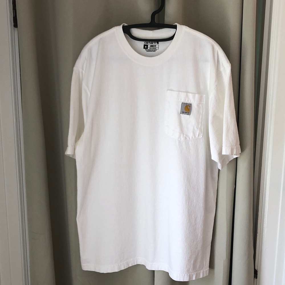 Carhartt K-87 White Short-Sleeve Pocket T-Shirt with Logo Patch